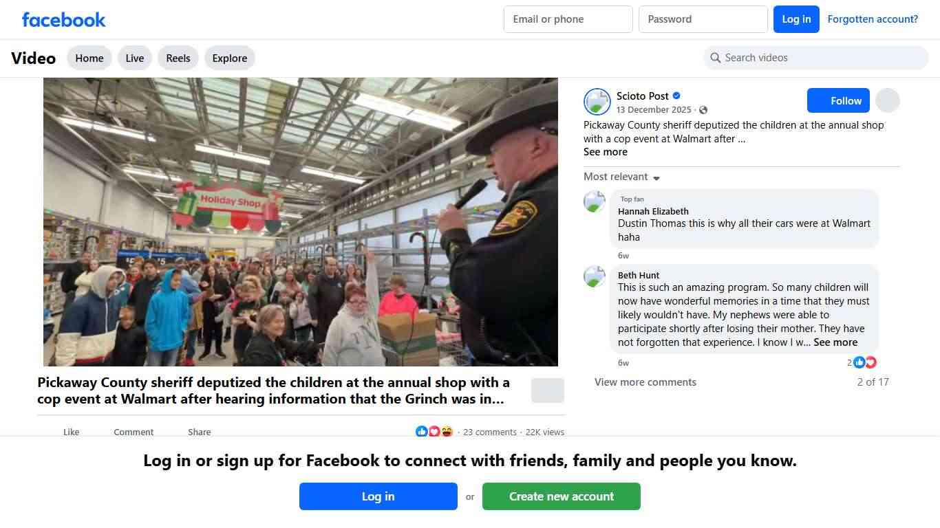 Pickaway County sheriff deputized the children at the annual shop with a cop event at Walmart after hearing information that the Grinch was in the area. Good thing he did because the junior deputies aided in not only finding the Grinch but taking him into custody! Scioto Post Facebook